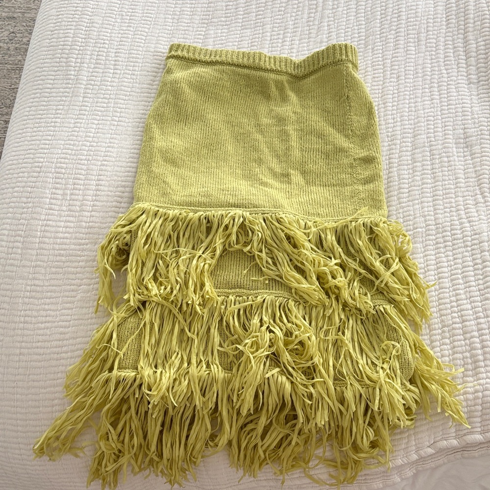 SAYLOR Chartreuse Knit Cropped Tank with Fringe - Picture 4 of 4
